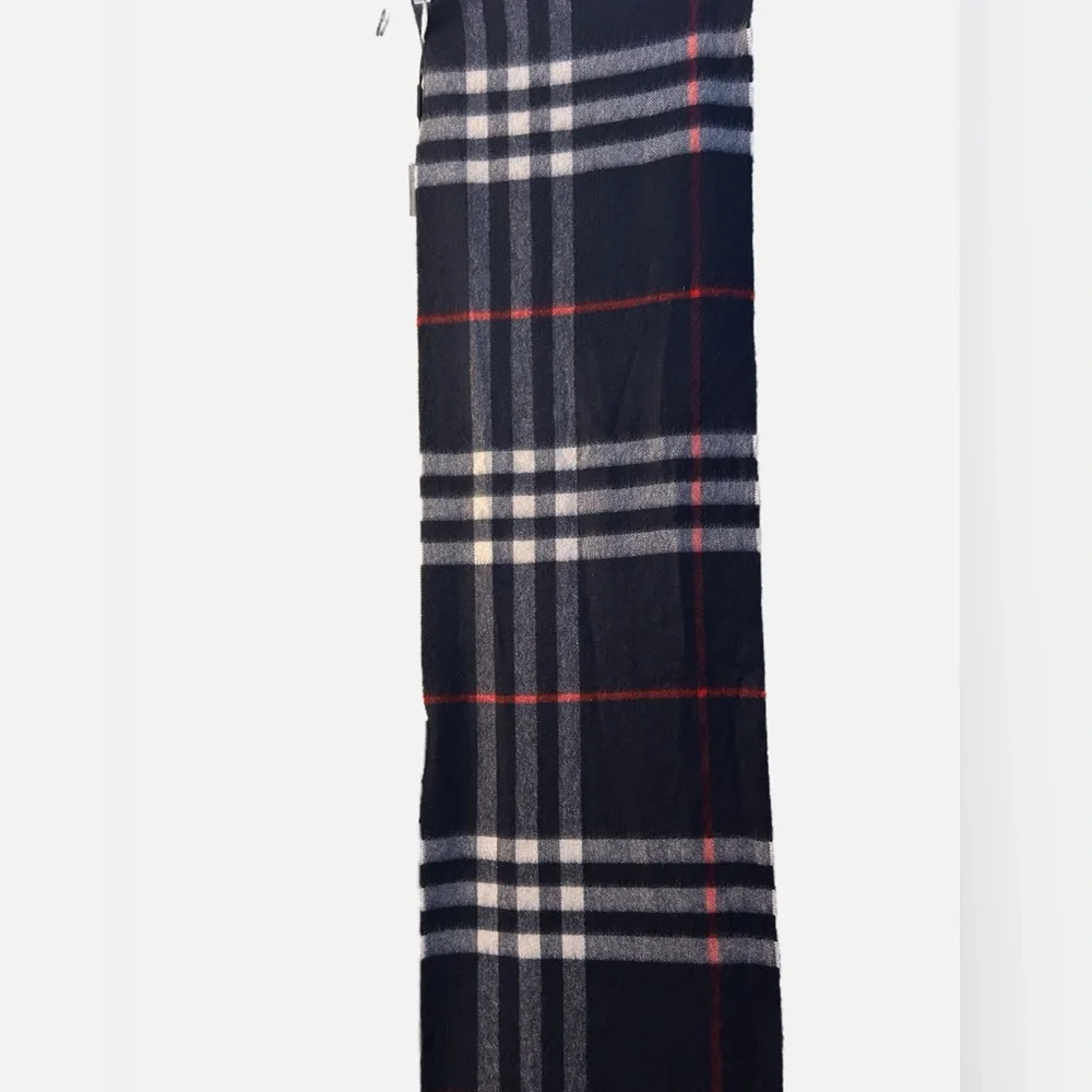 NEW Burberry Giant Check Navy 100% Cashmere Scarf | NWT | Authentic